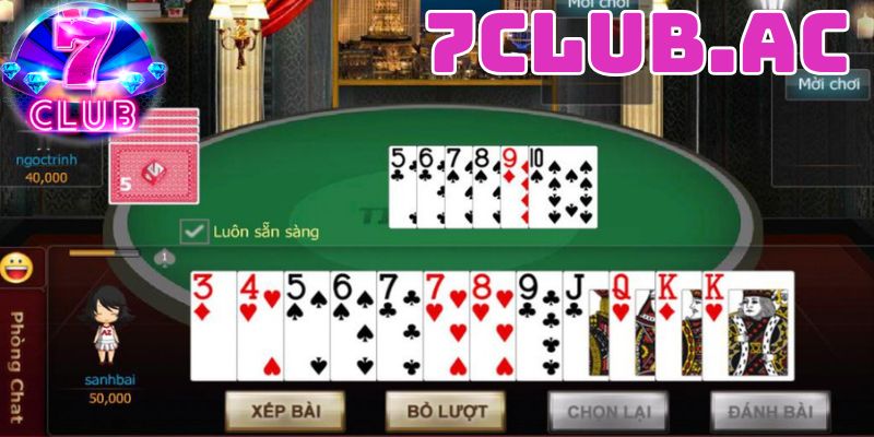 huong dan luat choi game bai tien len mien nam tren 7club 2